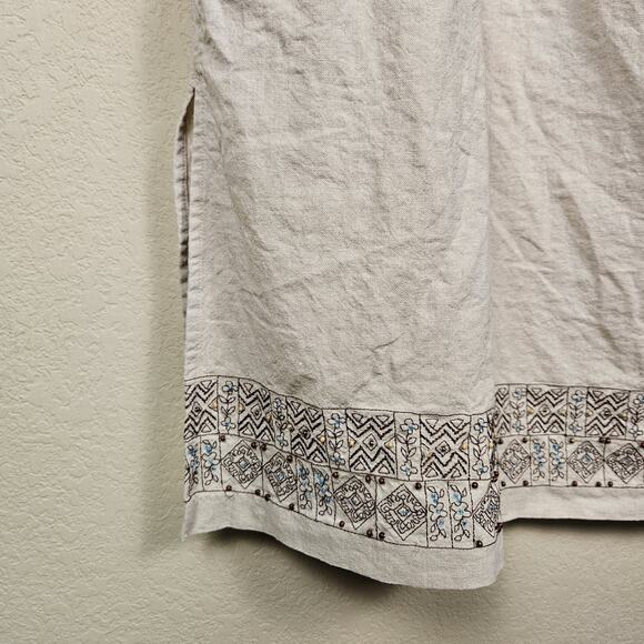 VTG Napa Valley Linen Blend Maxi Skirt Beaded Embroidered Womens 24W Lagenlook - Picture 7 of 16